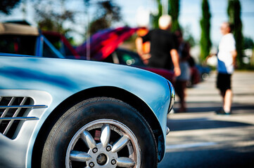 Vintage cars on display at classic car show.