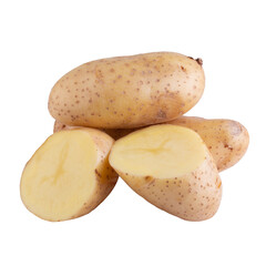 Raw potatoes isolated on transparent background.