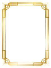 Art Deco gold frame vintage frame line geometric wedding label card frame png transparent background