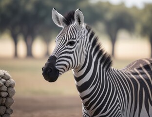 Fototapeta premium illustration zebra in the savannah With a blurred background.generative AI