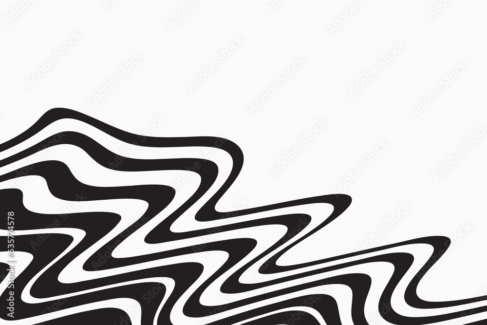 Poster Vector seamless pattern with curve stripe. Black and white stripes as abstract waves for a textured pattern on the background.
