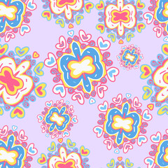Cute seamless hand-drawn pattern vector background.Ethnic
