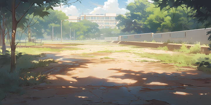 TRPGやゲームの背景として使える公園の裏の広場