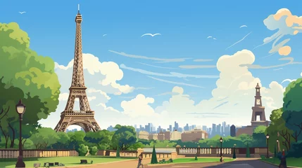 Fotobehang Sunny Day in Paris Vector Illustration. © Mohsin