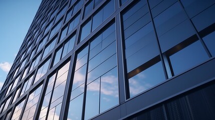 Fototapeta na wymiar Exterior of shiny glass building