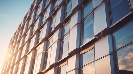 Exterior of shiny glass building