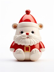 Cute Santa Claus toy with a round body and whimsical facial features, isolated on a white background.