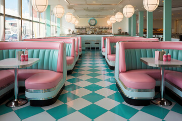 Retro american diner interior