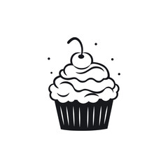 Simple Handdrawn Cupcake With Berry