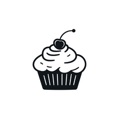 Simple Handdrawn Cupcake With Berry