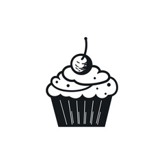 Simple Handdrawn Cupcake With Berry