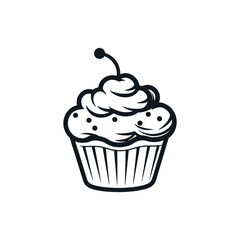 Simple Handdrawn Cupcake With Berry