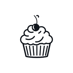 Simple Handdrawn Cupcake With Berry