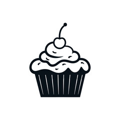 Simple Handdrawn Cupcake With Berry
