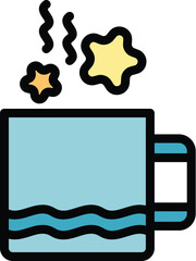 Hot chocolate mug icon outline vector. Candy food. Bakery dessert color flat