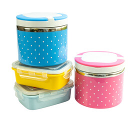 A set of multi color food containers