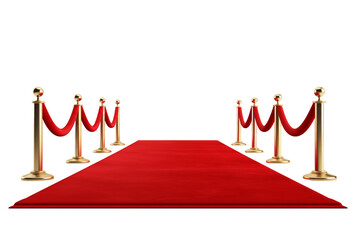 Red carpet isolated on transparent background, Generative Ai