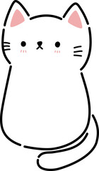 white cat cartoon doodle flat design sticker decorating element