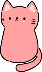pink cat cartoon doodle flat design sticker decorating element