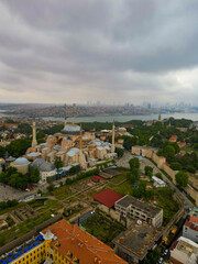 fantasy fairy tale castle in istanbul - shot from drone flight