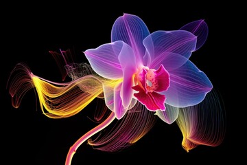 Linear abstraction. Orchid flower. Generative AI