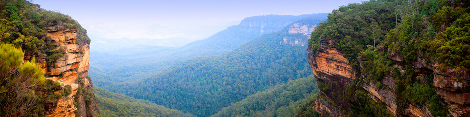 Panorama of The Blue Mountains near Sydney in New South Wales, Australia