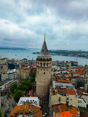 Fototapeta na wymiar rooftops of istanbul galata - shot from drone flight