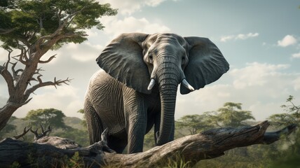 An elephant walking near tree, giant  elephant animal