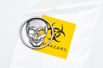 Biohazard symbol with skull