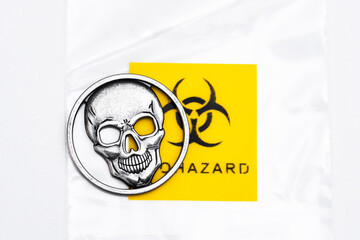 Biohazard symbol with skull