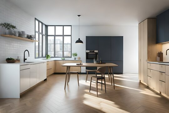 modern modern kitchen in loft apartment