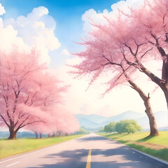 Beautiful cherry blossom trees_1, Generative AI