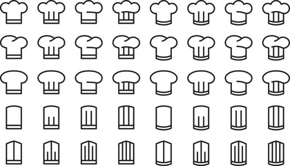 モノクロのコック帽のベクターイラストセット