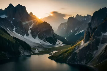 Türaufkleber sunrise in the mountains © Shahryar