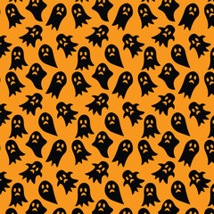 Halloween seamless pattern with ghosts