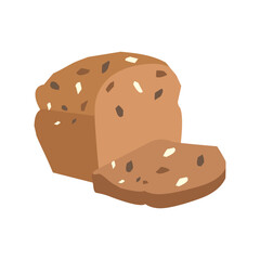 Whole grain bread flat illustration