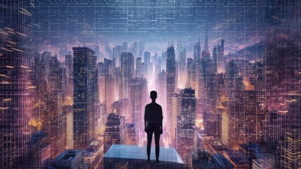 man artificial intelligence digital city