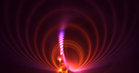 3D rendering abstract multicolored fractal light background with bright center