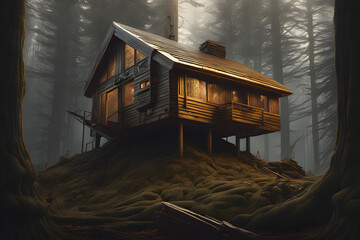 cabin house in the woods.
Generative AI