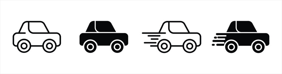 Car icon set. Car icon line and outline.  Car icon sign and symbol. Vector illustration.