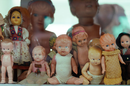 PHRA NAKHON SI AYUTTHAYA,THAILAND - AUGUST 5, 2023 : The collection  of vintage plastic doll at Lan Khong Len  museum.
