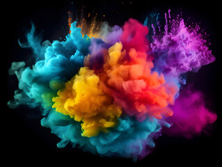 Fototapeta na wymiar abstract powder splatted background.Colorfull powder explosion on black background. Colored cloud. Colorful dust explode