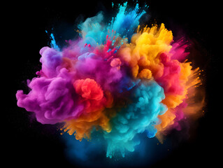 Fototapeta premium abstract powder splatted background.Colorfull powder explosion on black background. Colored cloud. Colorful dust explode
