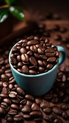 Fototapeta premium coffee beans with a mug