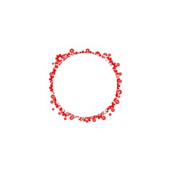 Floral circle, flower frame isolated on white 