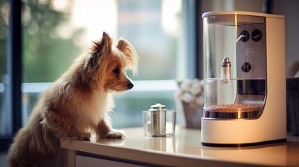 Automated Pet Care: Smart pet feeder and water dispenser providing for a pet's needs, even when the owner is away. | generative AI