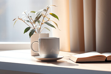 cup of coffee on a table, generative ai