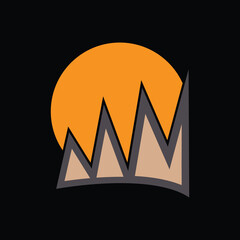 Sun Mountains Logo, Icon, Symbol, Sign Vector illustration.