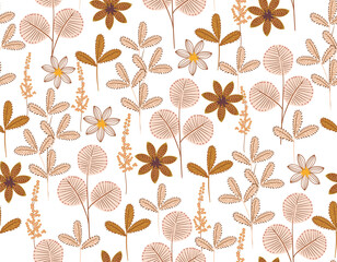 Fototapeta premium Minimal print style leaves seamless vector pattern background. Design for fashion , fabric, textile, wallpaper , wrapping and all prints