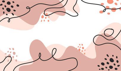 Abstract shape art with floral elements. Floral Aesthetic background With Organic Shapes and Leaves. aesthetic leaf pastel background. aesthetic desktop wallpaper.